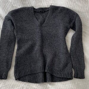 THEORY Women's Gray Wool V-Neck Sweater